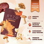 RYZE SUPERFOODS Mushroom Medium Roast Coffee, USDA Organic, 6 Adaptogenic Mushrooms, Lions Mane & Turkey Tail, USA Grown Instant Coffee, 30 Servings