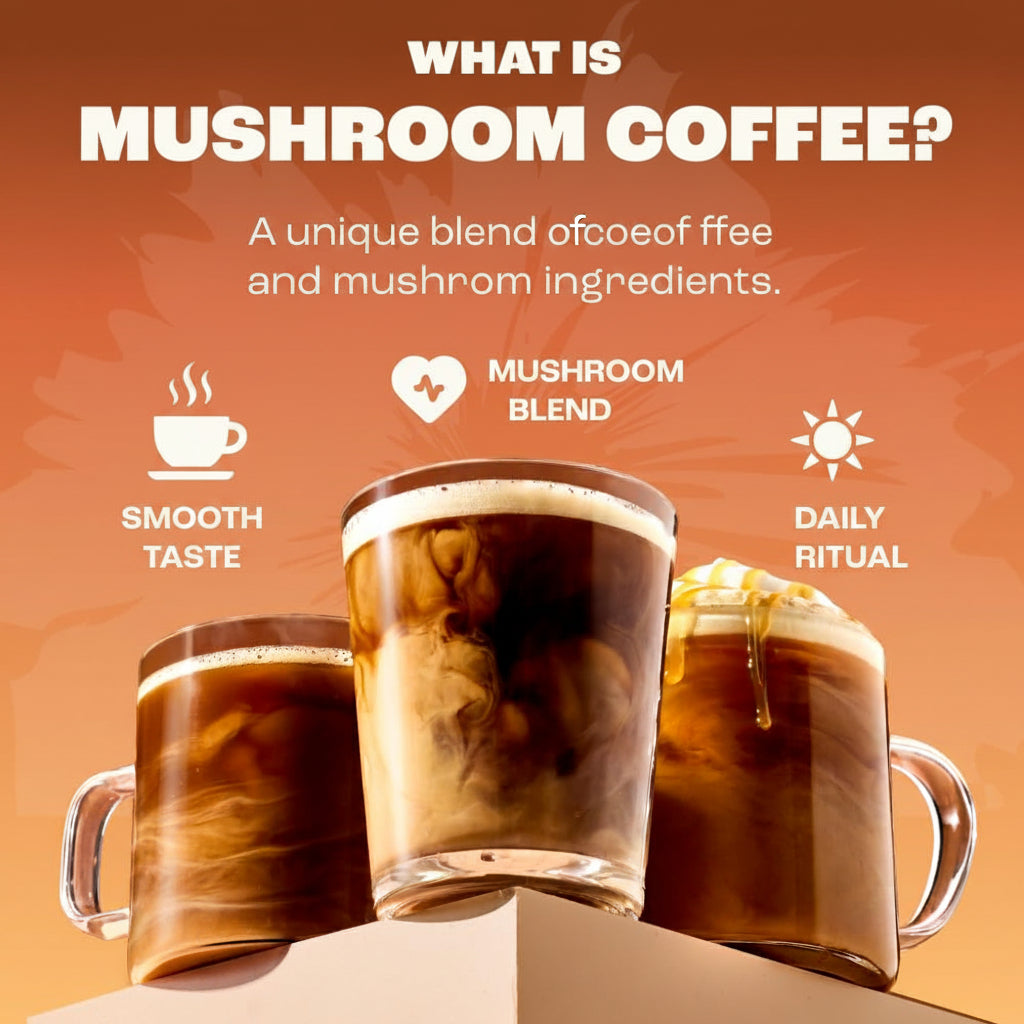 RYZE SUPERFOODS Mushroom Medium Roast Coffee, USDA Organic, 6 Adaptogenic Mushrooms, Lions Mane & Turkey Tail, USA Grown Instant Coffee, 30 Servings