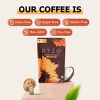 RYZE SUPERFOODS Mushroom Medium Roast Coffee, USDA Organic, 6 Adaptogenic Mushrooms, Lions Mane & Turkey Tail, USA Grown Instant Coffee, 30 Servings