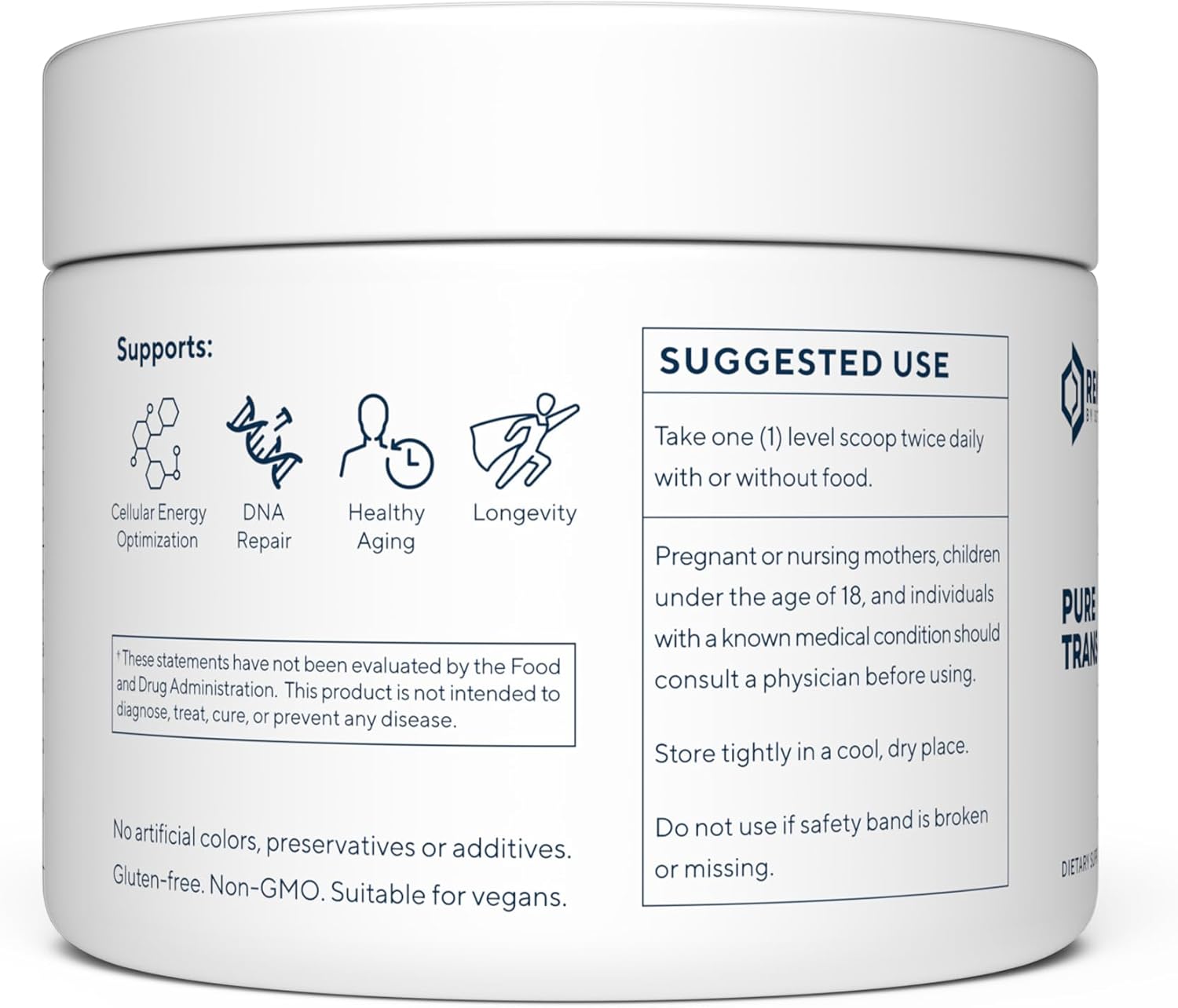 Renue By Science Trans-Resveratrol Powder 100g | High Purity Formula | Non-GMO | Allergen Free | Third-Party Tested | Made in USA